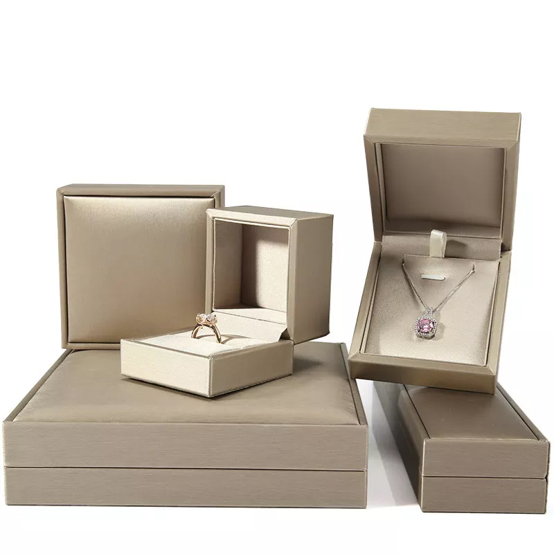 Champagne Color Leather Jewelry Box