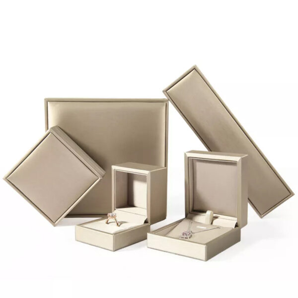 Champagne Color Leather Jewelry Box
