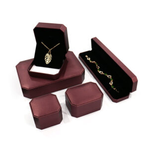 Carmine Color PU Leahter Jewelry Gift Box