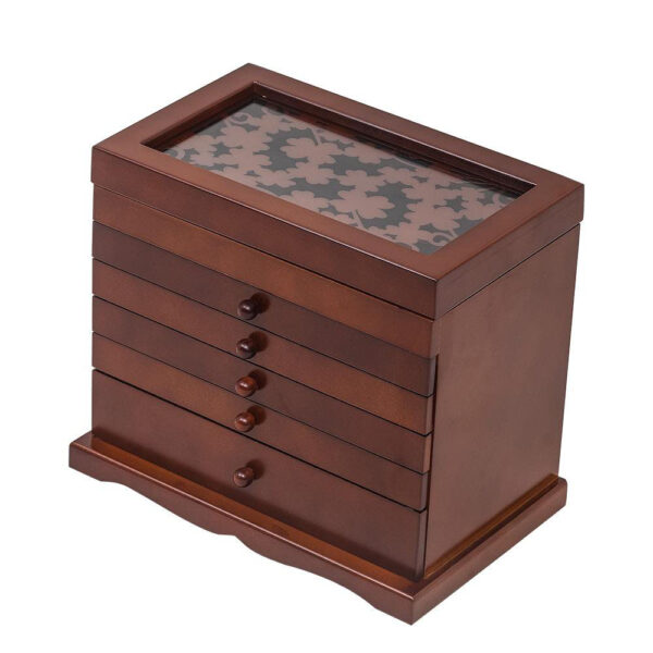 caixa de armazenamento de jóias de madeira